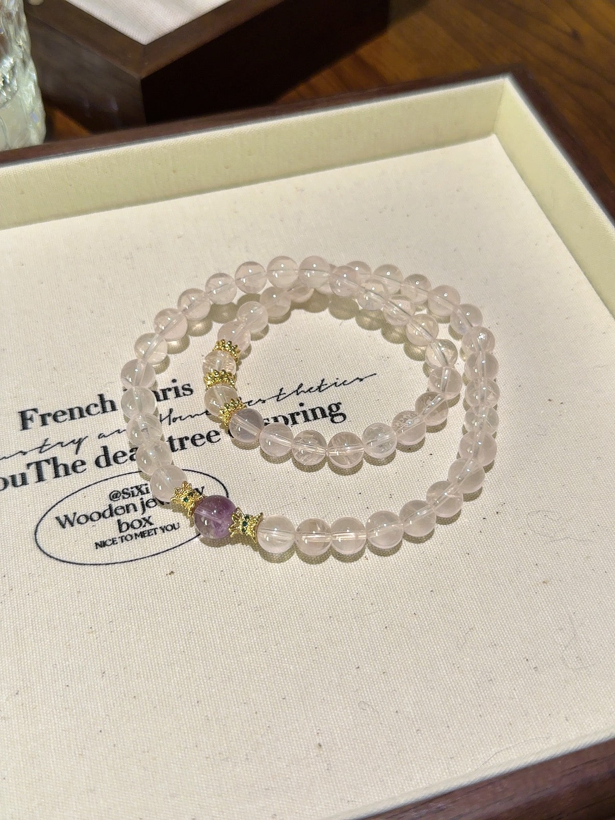 ▫️▪️ Pink crystal double hoop bracelet